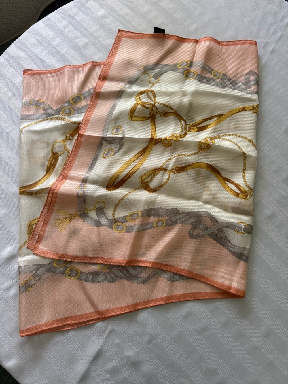 Daks Pink & Ivory Chain Print Silk Scarf